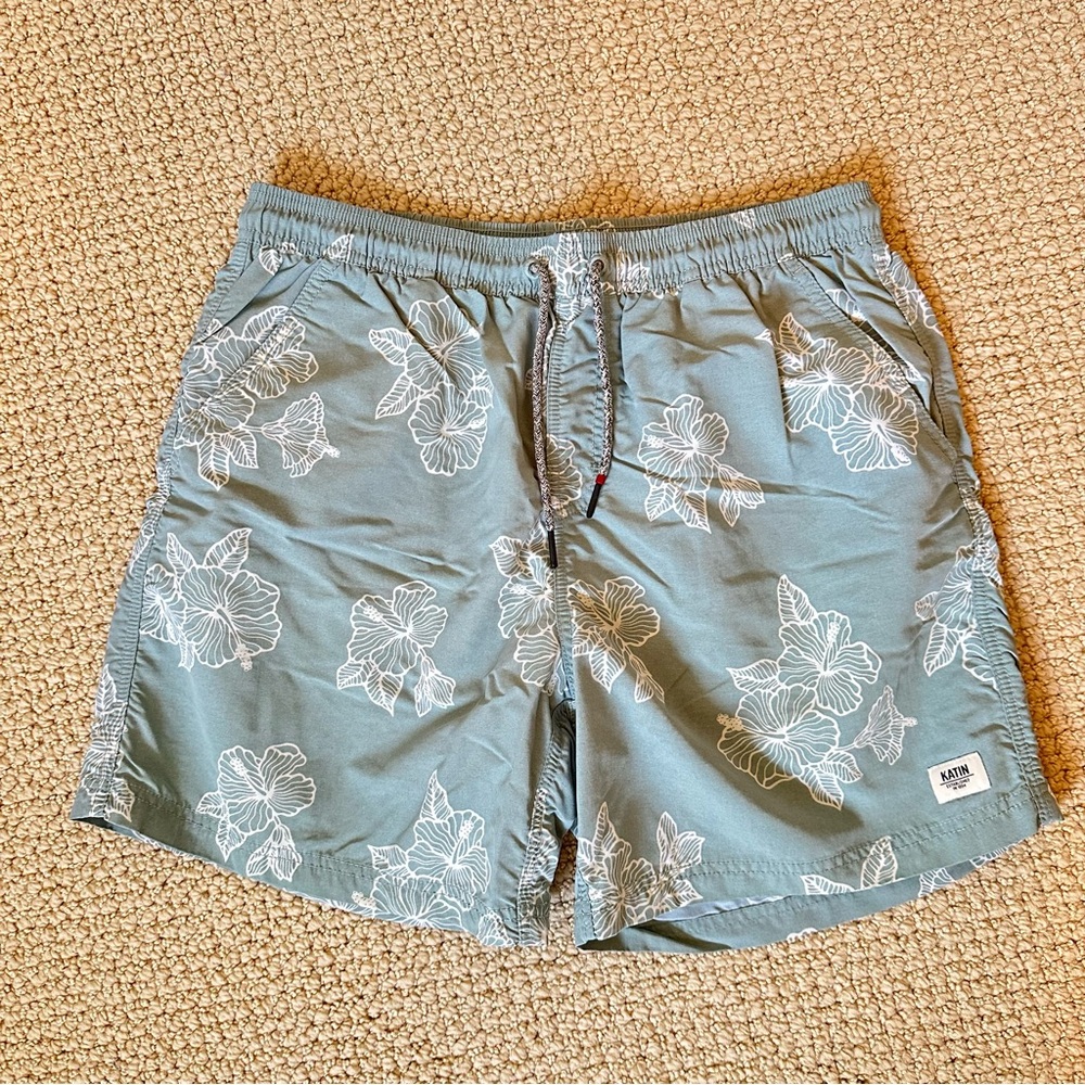 Katin Men's Sage Green Floral Swim Shorts